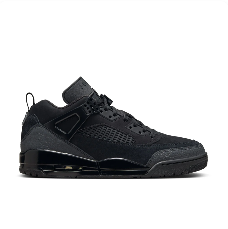 Jordan All-Black Sneakers with Textured Overlays and Visible Heel Air Window
