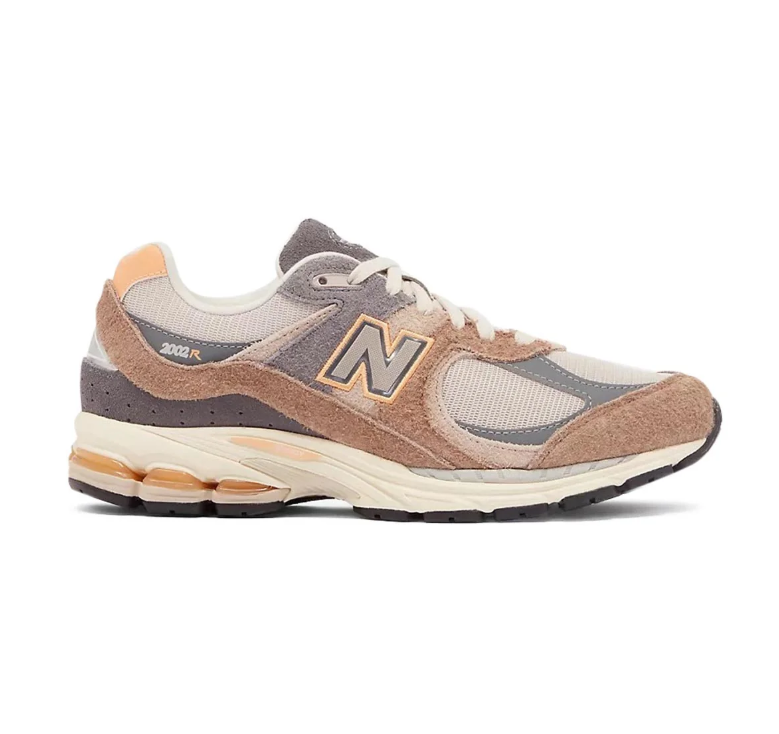 New Balance 2002R Tan, Grey and Cream Sneakers with Layered Panels