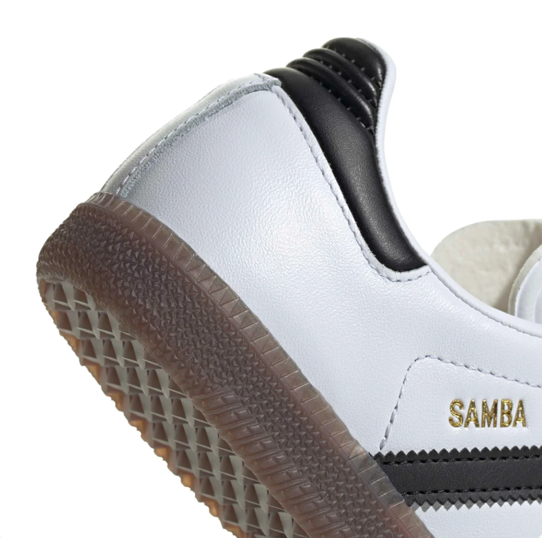 adidas Samba White & Black Sneakers with Gum Sole