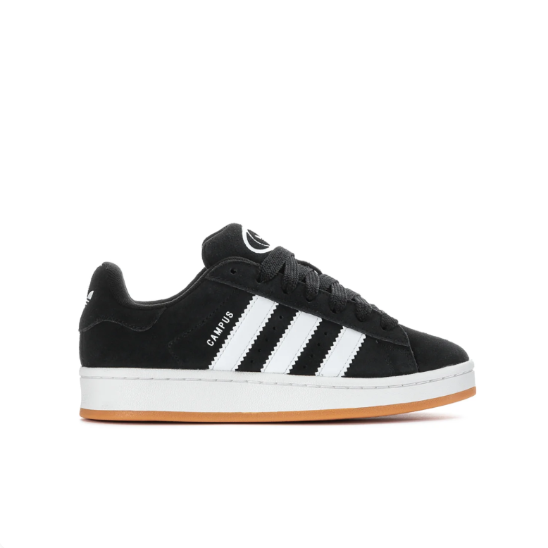 adidas Campus Black & White Low-Top Sneakers with Gum Outsole