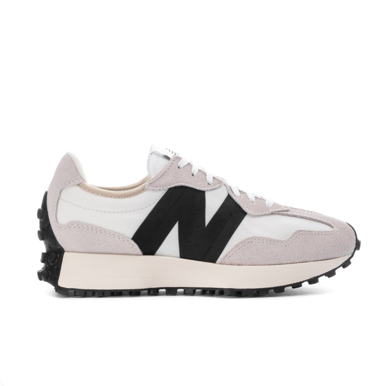 New Balance Cream & Light Gray Sneakers with Black N Logo