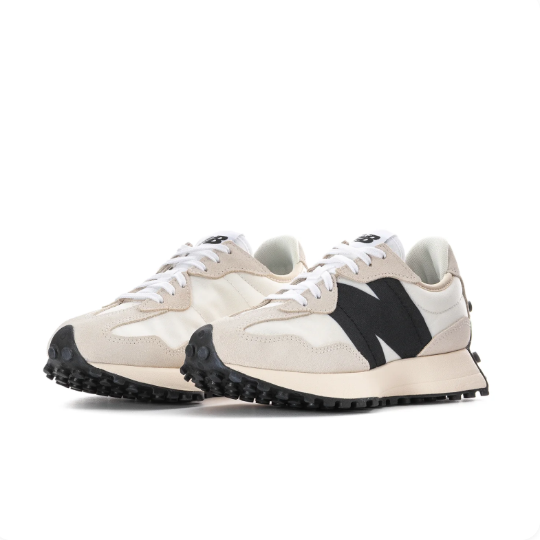 New Balance Cream & Light Gray Sneakers with Black N Logo