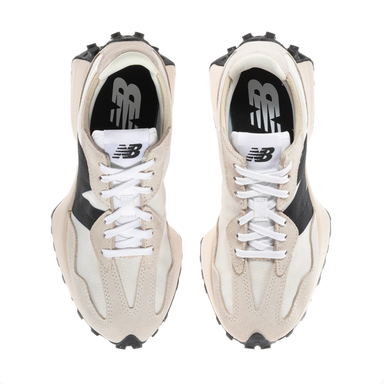 New Balance Cream & Light Gray Sneakers with Black N Logo