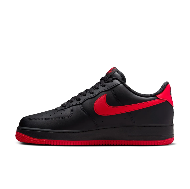 Nike Air Force 1 Black & Red Low-Top Sneakers