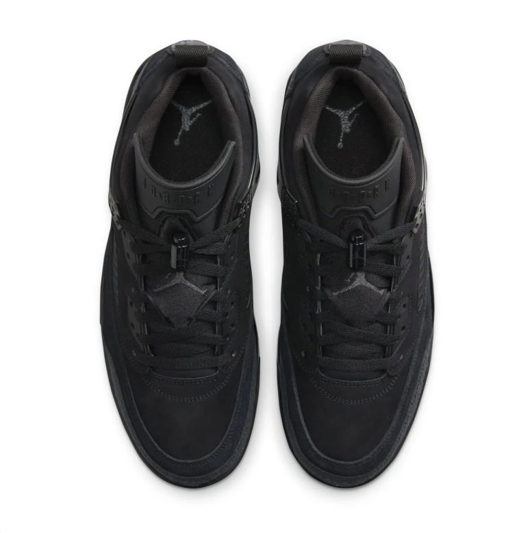 Jordan All-Black Sneakers with Textured Overlays and Visible Heel Air Window