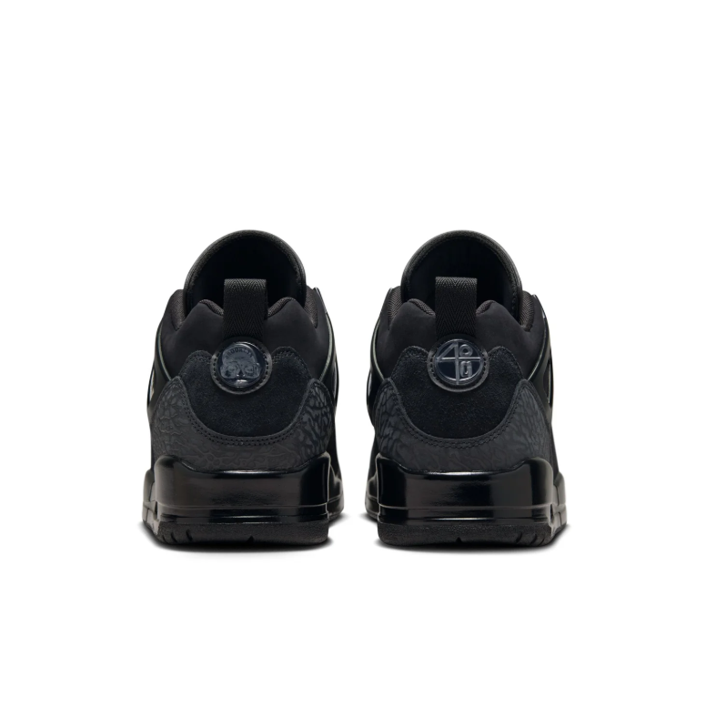 Jordan All-Black Sneakers with Textured Overlays and Visible Heel Air Window