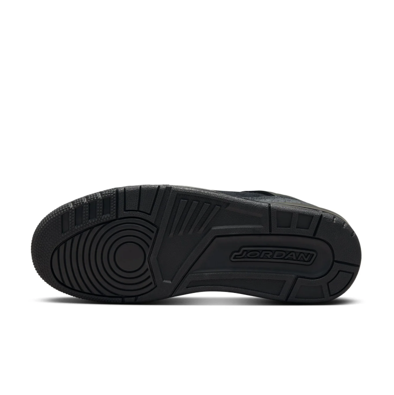 Jordan All-Black Sneakers with Textured Overlays and Visible Heel Air Window