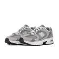 New Balance Gray & White Mesh Sneakers with Sculpted Sole