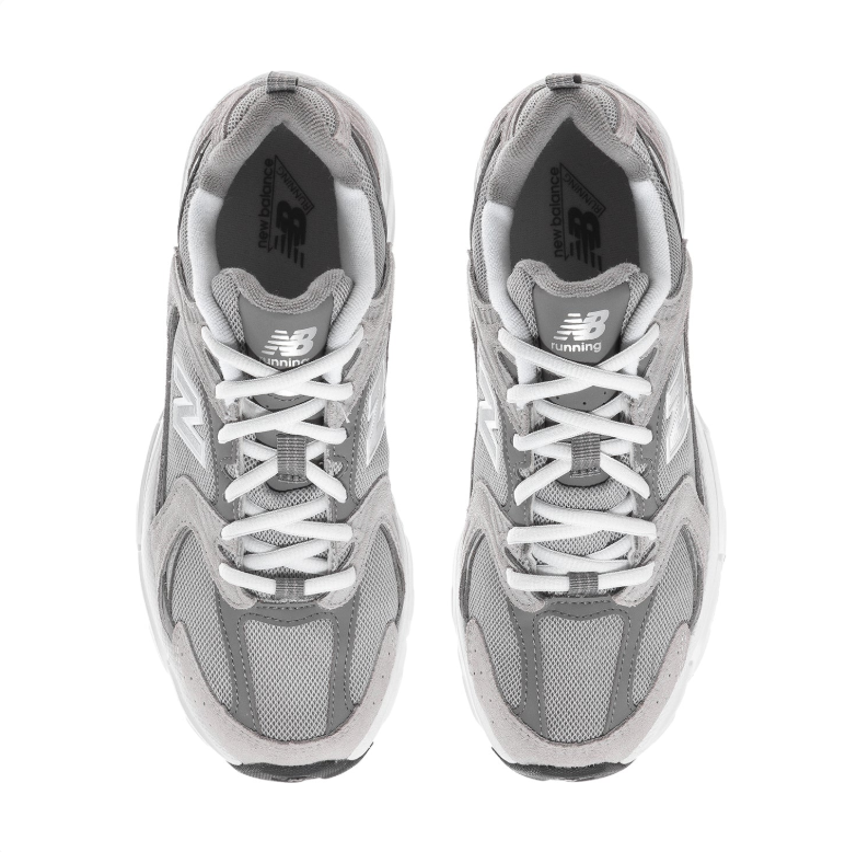 New Balance Gray & White Mesh Sneakers with Sculpted Sole
