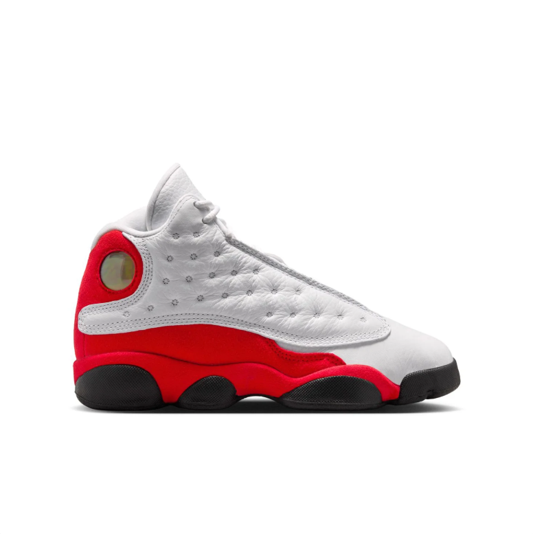 Jordan White & Red High-Top Sneakers with Black Sole Accents