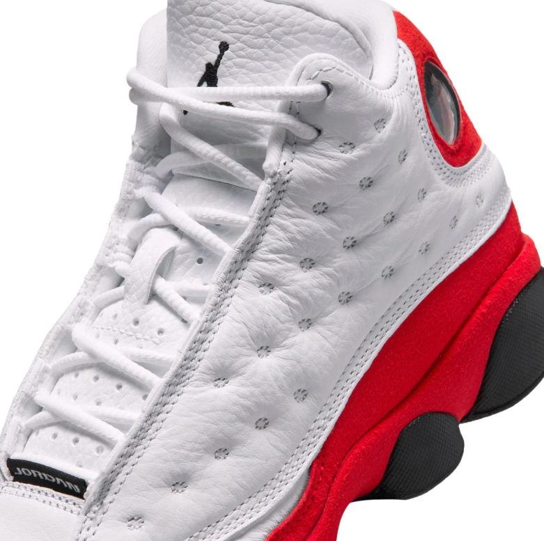 Jordan White & Red High-Top Sneakers with Black Sole Accents