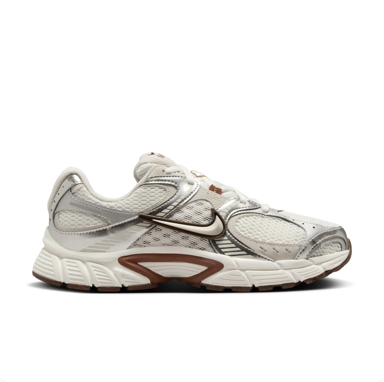 Nike Cream & Metallic Silver Mesh Sneakers with Brown Accents