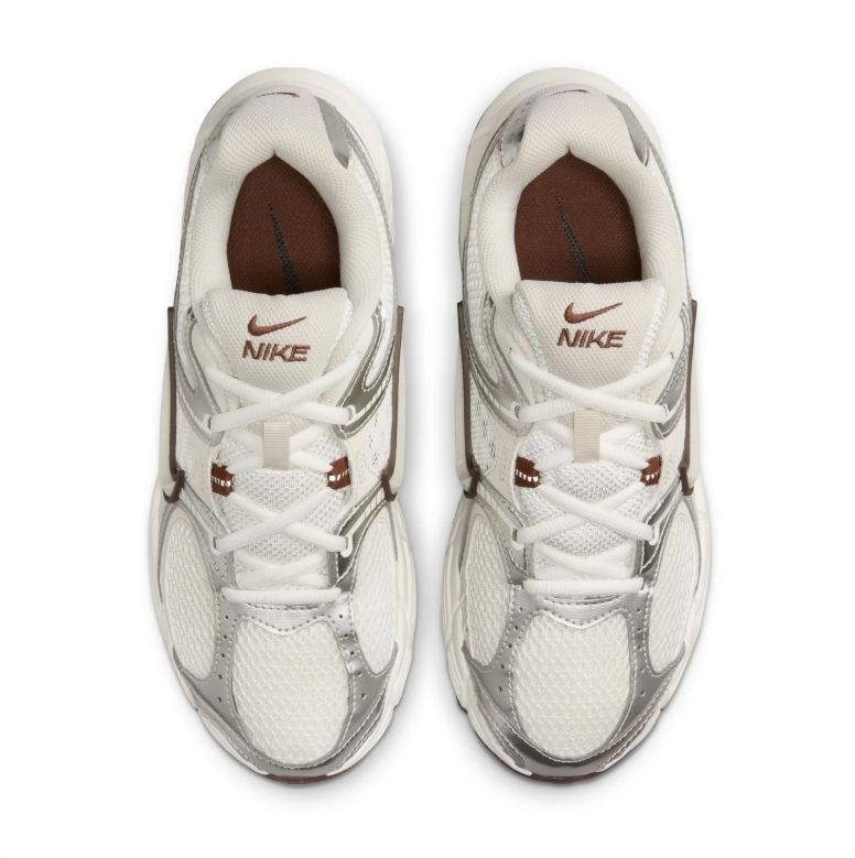 Nike Cream & Metallic Silver Mesh Sneakers with Brown Accents
