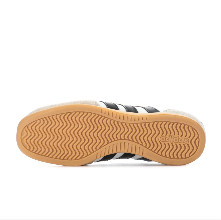 adidas White & Black Cross-Strap Ballet Sneakers with Gum Sole