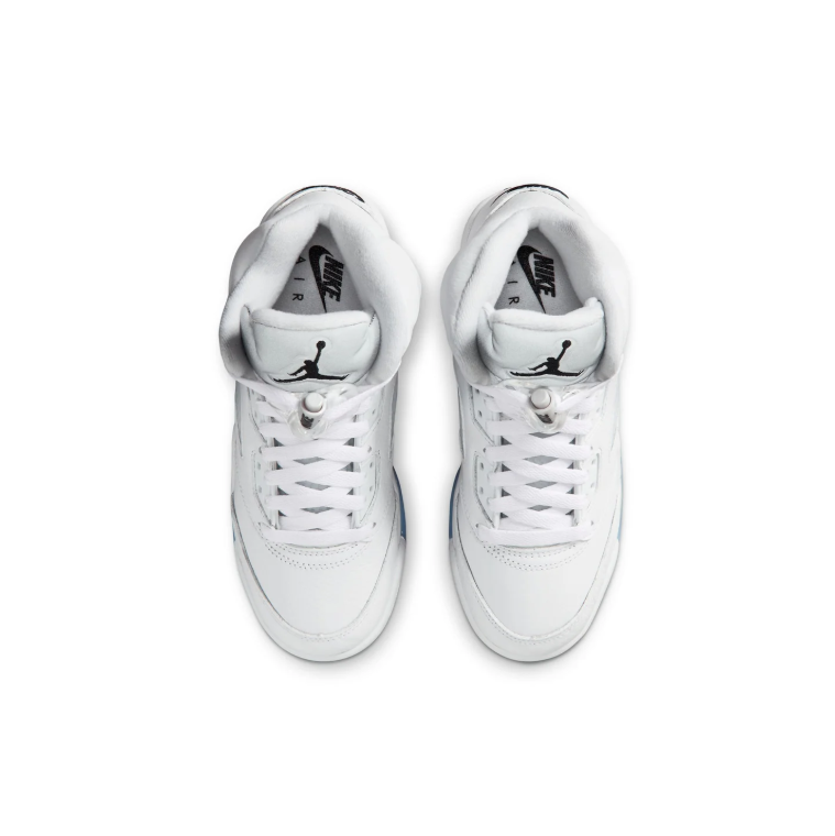 Jordan White High-Top Sneakers with Black Details & Icy-Blue Outsole