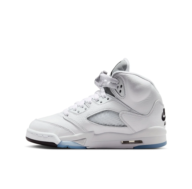 Jordan White High-Top Sneakers with Black Details & Icy-Blue Outsole
