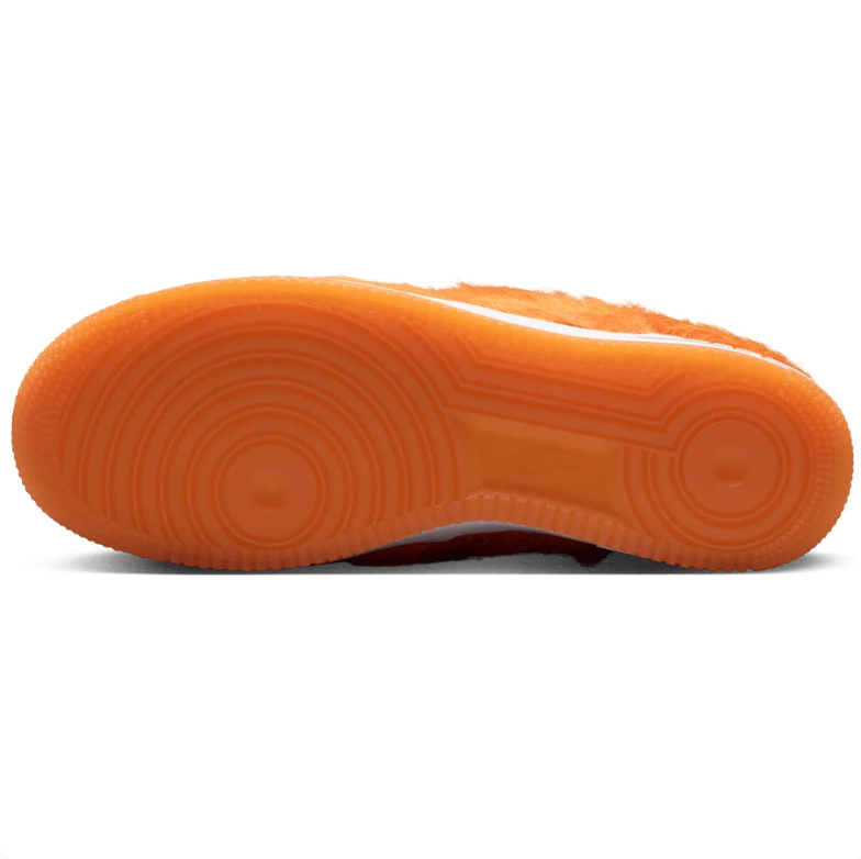 Nike Air Force 1 Orange Shaggy-Textured Low-Top Sneakers
