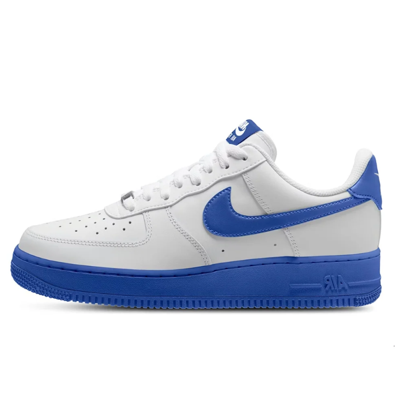 Nike Air Force 1 White and Royal Blue Low-Top Sneakers