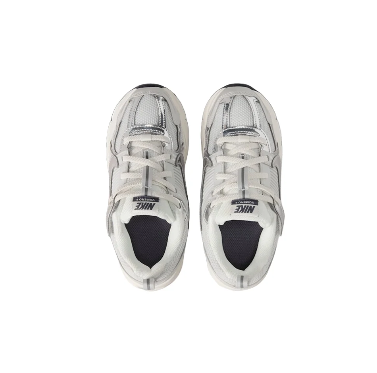 Nike White and Metallic Silver Low-Top Sneakers