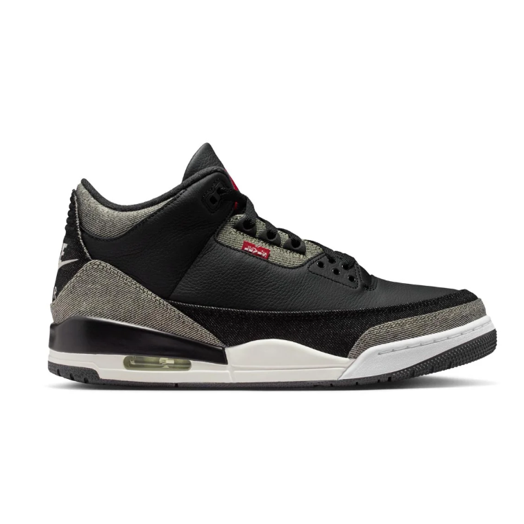 Air Jordan 3 Black and Grey Sneakers with Red Accents
