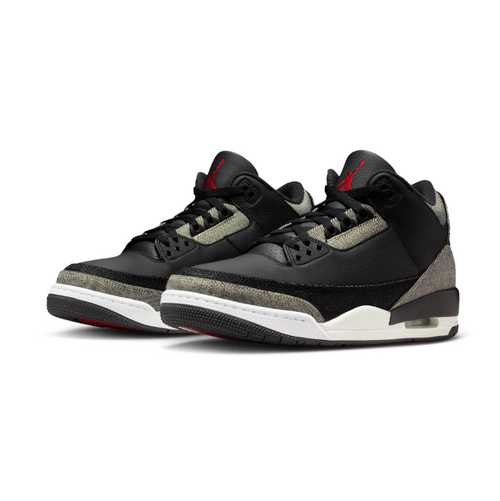 Air Jordan 3 Black and Grey Sneakers with Red Accents