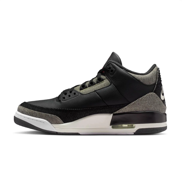 Air Jordan 3 Black and Grey Sneakers with Red Accents