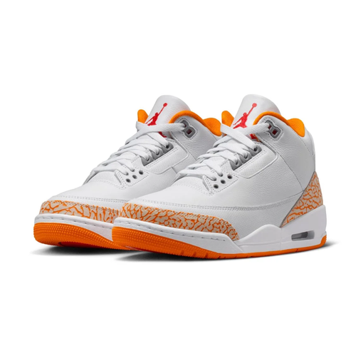 Air Jordan 3 White and Orange Elephant-Print Sneakers