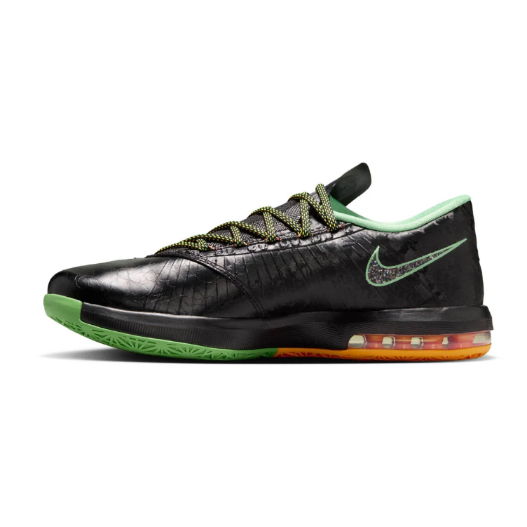 Nike KD 6 Black and Green Sneakers with Silver-Tone Swoosh
