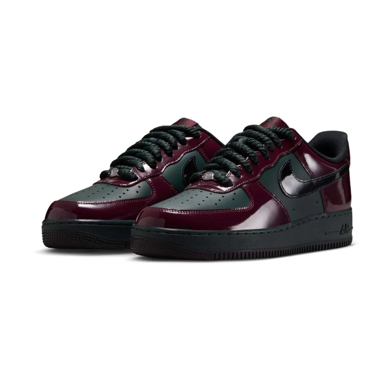 Nike Air Force 1 Low Burgundy and Dark Green Sneakers