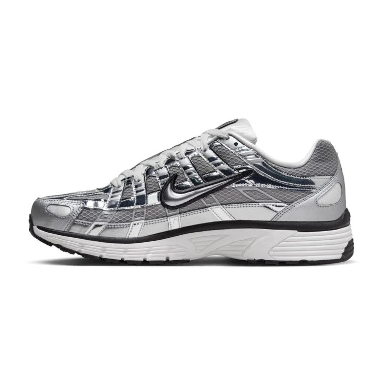 Nike P-6000 Silver and Grey Sneakers with Black Accents