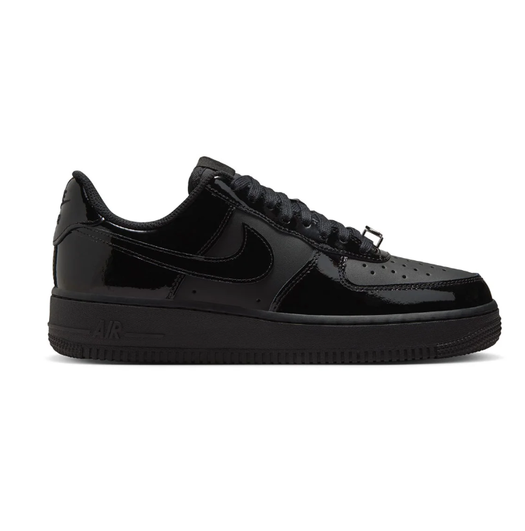 Nike Air Force 1 Low All-Black Sneakers with Glossy Overlays