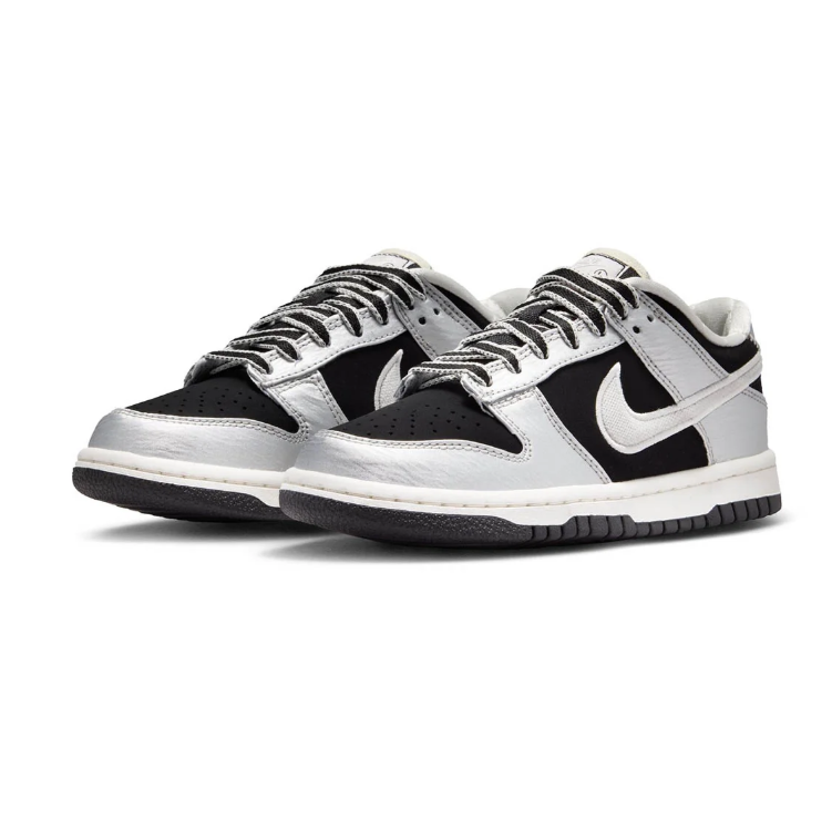 Nike Dunk Low Black and Silver-Tone Sneakers