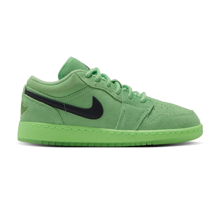 Air Jordan 1 Low Green Sneakers with Black Swoosh