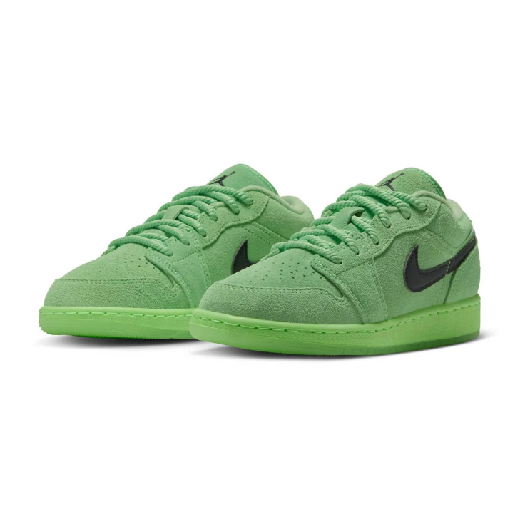 Air Jordan 1 Low Green Sneakers with Black Swoosh