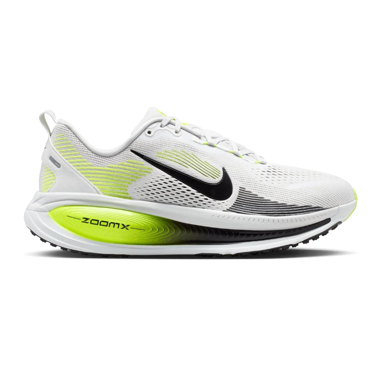 Nike White and Volt Yellow Sneakers with Black Swoosh