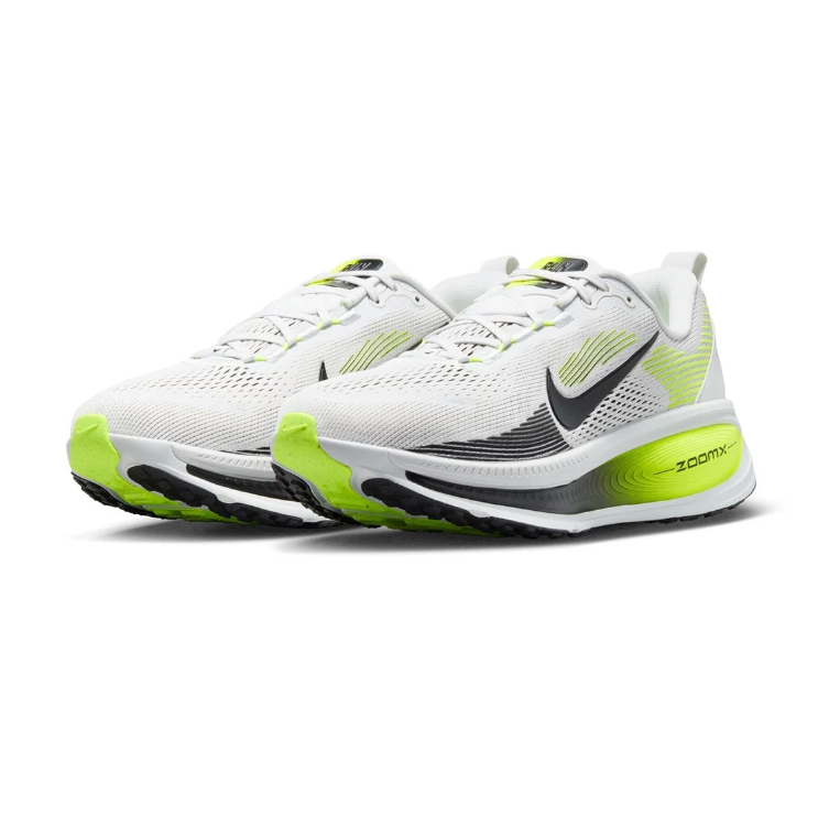 Nike White and Volt Yellow Sneakers with Black Swoosh