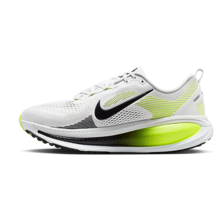 Nike White and Volt Yellow Sneakers with Black Swoosh