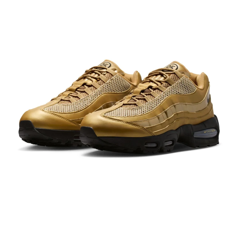 Nike Gold-Tone Sneakers with Black Sole and Visible Air Windows