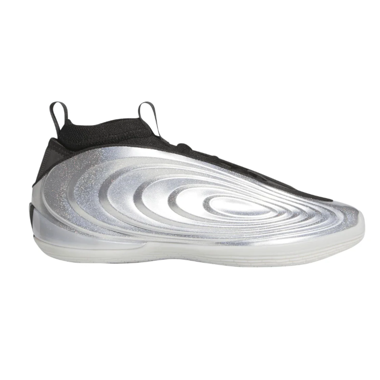 adidas Metallic Silver and Black Sneakers with Sculpted Ripple Panels