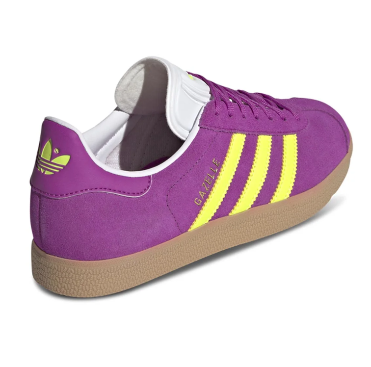 adidas Gazelle Purple and Bright Yellow Low-Top Sneakers with Gum-Tone Sole