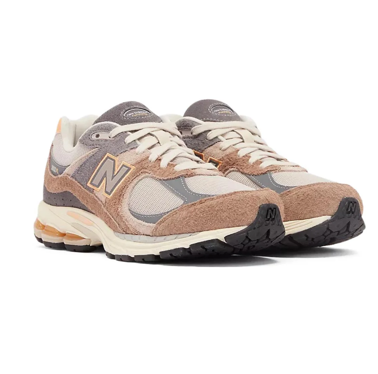 New Balance 2002R Tan, Grey and Cream Sneakers with Layered Panels