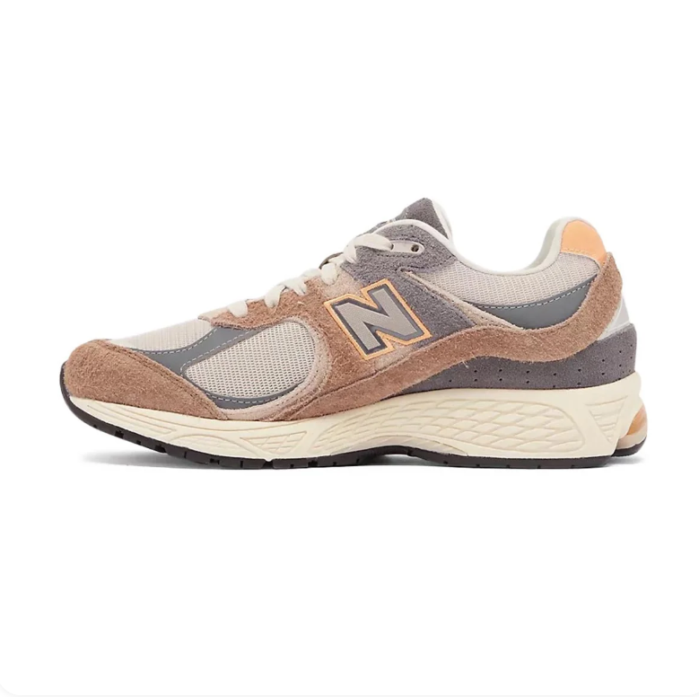 New Balance 2002R Tan, Grey and Cream Sneakers with Layered Panels