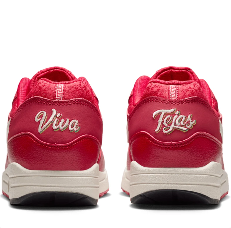 Nike Red and Cream Low-Top Sneakers with Viva Tejas Embroidery