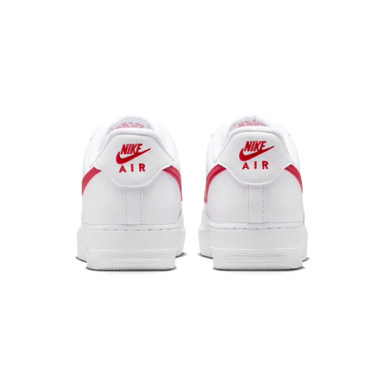 Nike Air Force 1 White Low-Top Sneakers with Red Swoosh