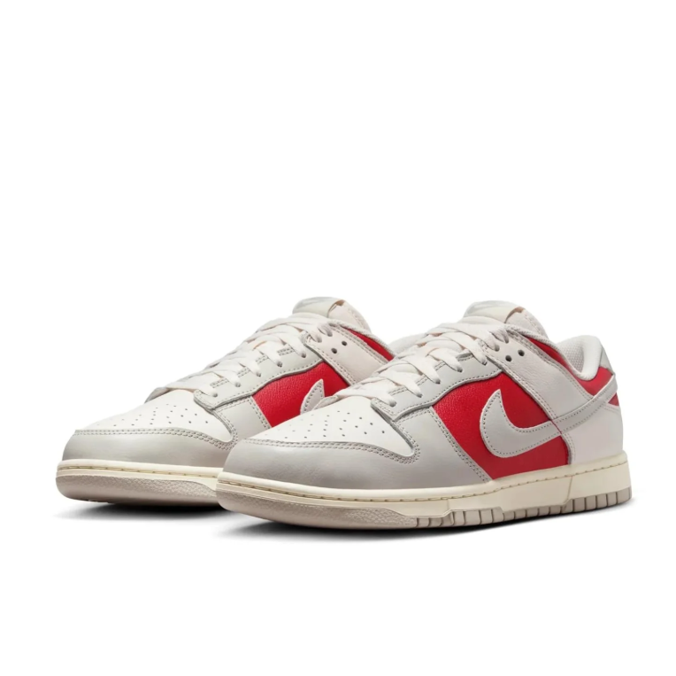 Nike Light Grey, Red and White Low-Top Sneakers with Cream Midsole