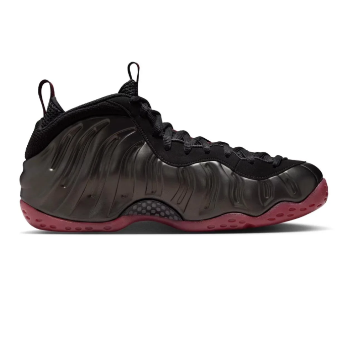 Nike Black and Burgundy Sneakers with Sculpted Wave Panels
