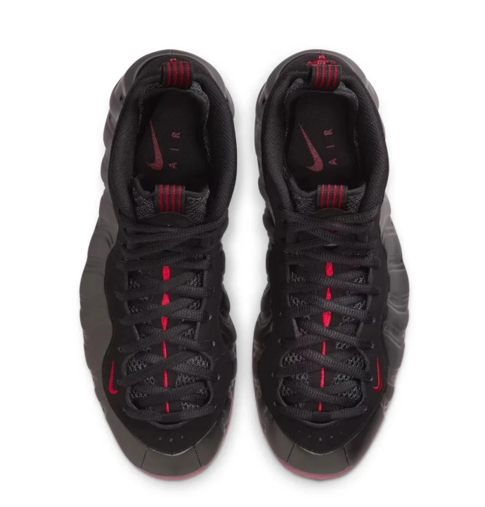 Nike Black and Burgundy Sneakers with Sculpted Wave Panels