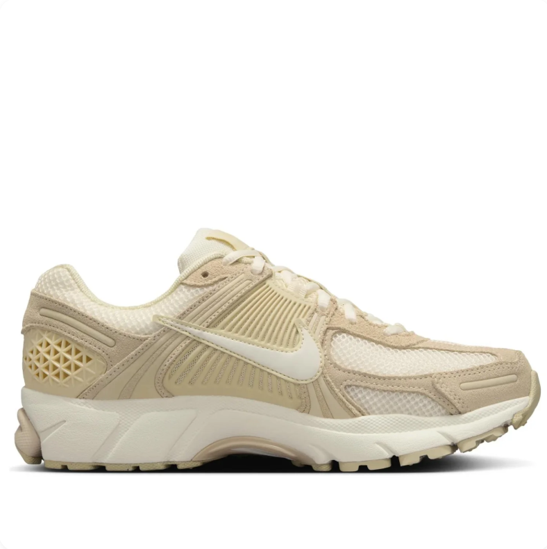 Nike Cream and Beige Sneakers with Ribbed Panels and Geometric Heel Details