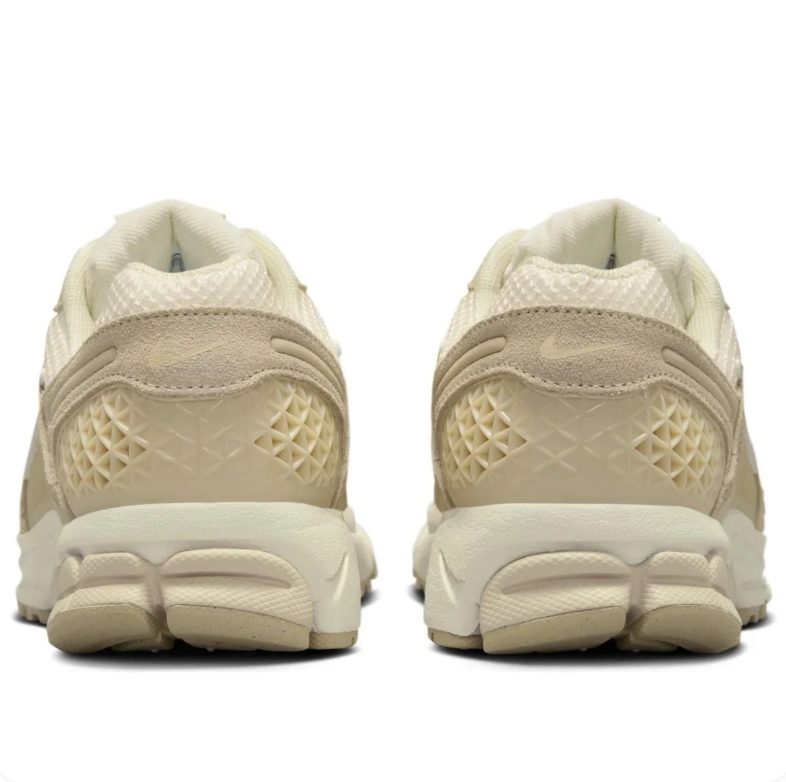 Nike Cream and Beige Sneakers with Ribbed Panels and Geometric Heel Details