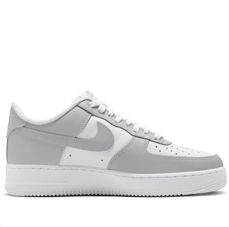 Nike White and Light Grey Low-Top Sneakers with Grey Swoosh